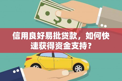 枞阳信用良好易批贷款，如何快速获得资金支持？