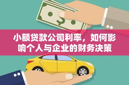 南郊小额贷款公司利率，如何影响个人与企业的财务决策